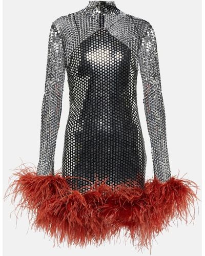‎Taller Marmo Williams Feather-trimmed Sequined Minidress - Multicolour
