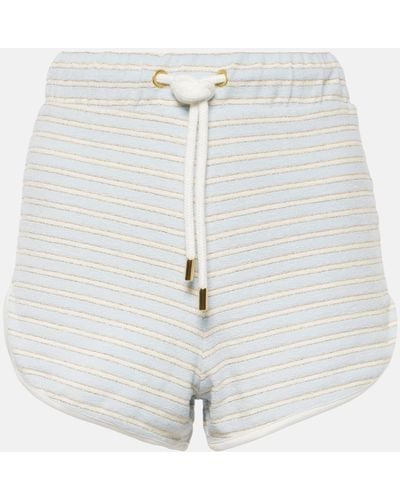 Nina Ricci Terry Striped Cotton Blend Shorts - White