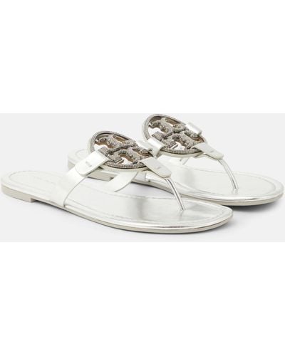 Tory Burch Miller Crystal-embellished Thong Sandals - White