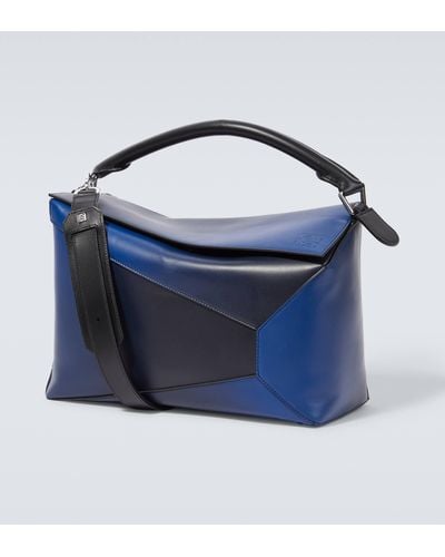 Loewe Puzzle Large Leather Shoulder Bag - Blue