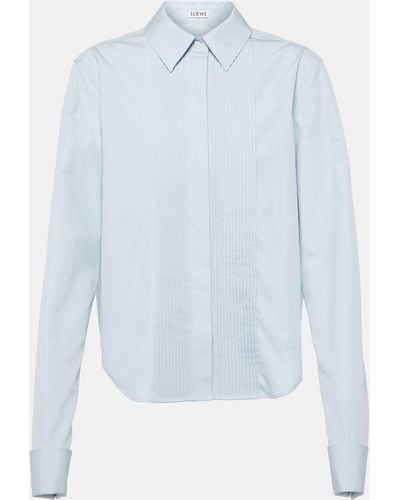 Loewe Pleated Regular-fit Cotton Shirt - Blue