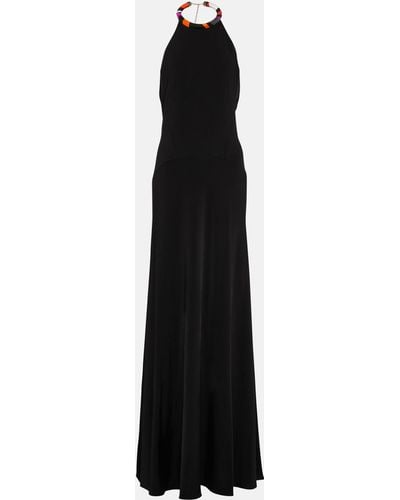 Emilio Pucci Long Jersey Halter Long Dress - Black