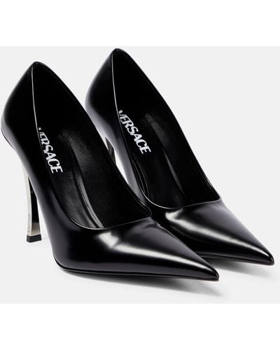 Versace Pin-point Leather Pumps - Black
