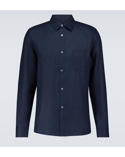 Derek Rose Monaco 2 Long-sleeved Linen Shirt - Blue