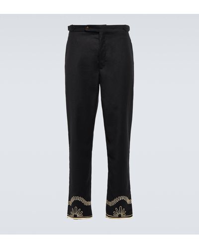 Bode Embroidered Wool Pants - Black