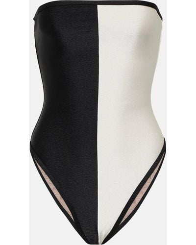 Adriana Degreas Deco Colorblocked Bandeau Swimsuit - Black