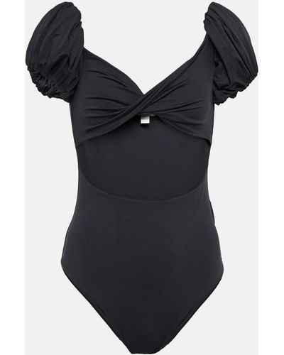 Giambattista Valli Puff-sleeve Cutout Swimsuit - Black