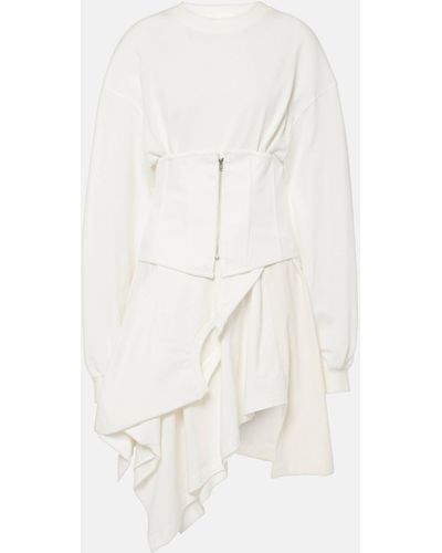 Acne Studios Asymmetric Cotton Jersey Corset Dress - White