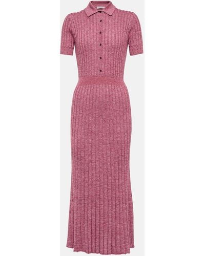 Gabriela Hearst Pleated Cashmere And Silk Midi Dress - Pink