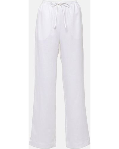 Asceno Aurelia Linen Wide-leg Pants - White