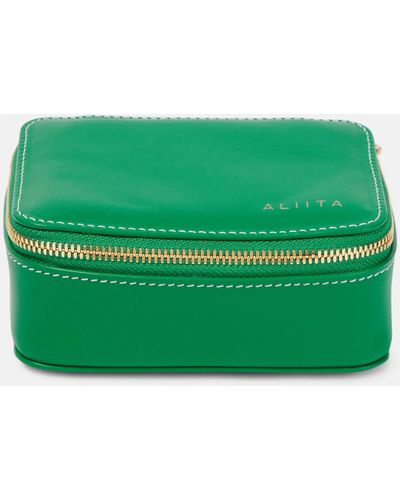Aliita Logo Leather Jewellery Pouch - Green