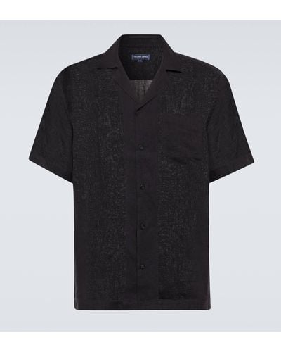 Frescobol Carioca Angelo Linen Bowling Shirt - Black