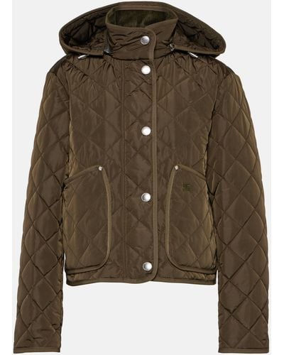 Burberry Cropped Quilted Nylon Jacket - Green