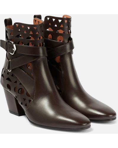 Alaïa Ziggy Vienne Leather Ankle Boots - Black