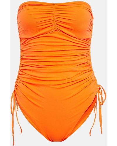 Melissa Odabash Sydney Ruched Bandeau Swimsuit - Orange