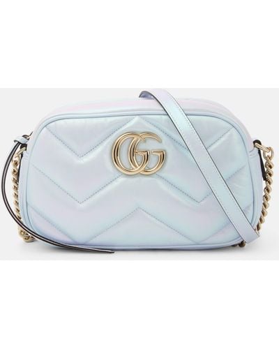 Gucci GG Marmont Small Leather Shoulder Bag - Blue