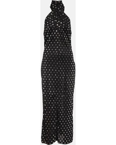 Alaïa Embellished Halterneck Midi Dress - Black