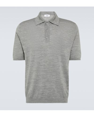 Lardini Wool, Silk, And Cashmere Polo Shirt - Grey