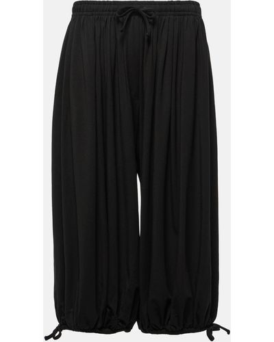 Totême Gathered Cropped Jersey Tapered Pants - Black