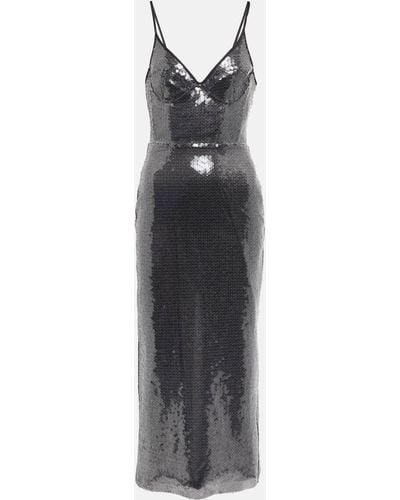 David Koma Sequined Pencil Midi Dress - Grey