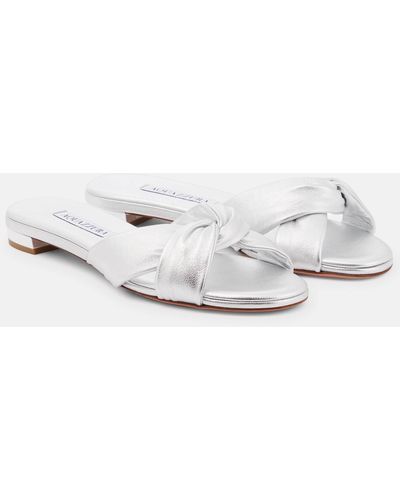Aquazzura Olie Metallic Leather Sandals - White
