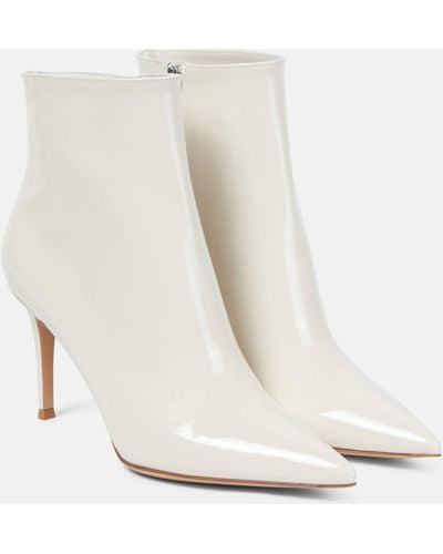 Gianvito Rossi Patent Leather Ankle Boots - White