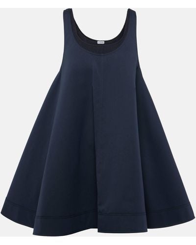 Loewe Trapeze Cotton Shirt Dress - Blue