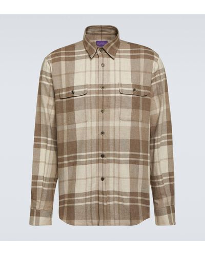 Ralph Lauren Purple Label Checked Wool And Cashmere-blend Shirt - Brown