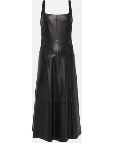 Vince Square-neck Leather Dress - Black