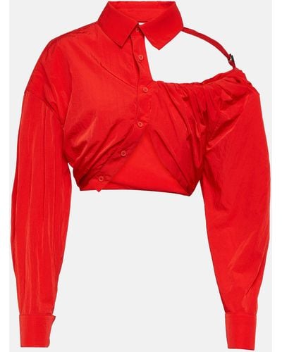 Jacquemus La Chemise Galliga Cropped Shirt - Red