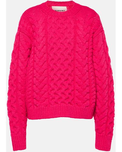 Isabel Marant Jake Cable-knit Wool-blend Sweater - Pink