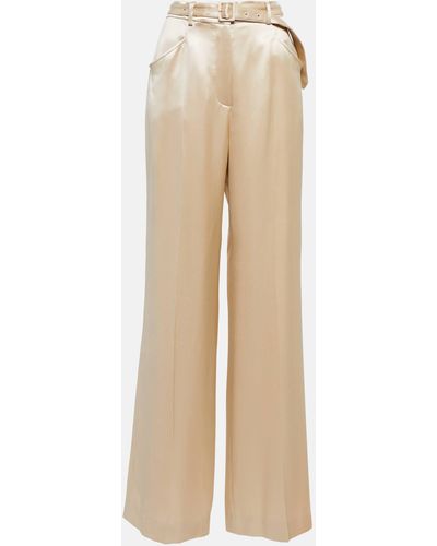 Gabriela Hearst Belted High-rise Silk Pants - Natural