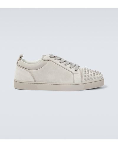Christian Louboutin Louis Junior Spikes Suede Sneakers - Grey