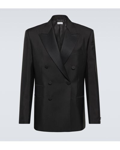 Burberry Double-breasted Wool And Silk Blazer - Black
