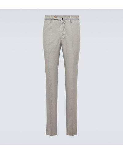 Incotex Linen And Cotton Slim Pants - Grey