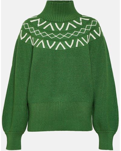 Varley Marcie Fair Isle Turtleneck Sweater - Green