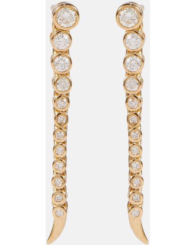 ONDYN Short Continuum 14kt Yellow Gold Drop Earrings With Diamonds - White