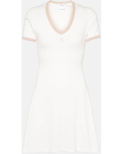 Courreges Logo Cotton Minidress - White