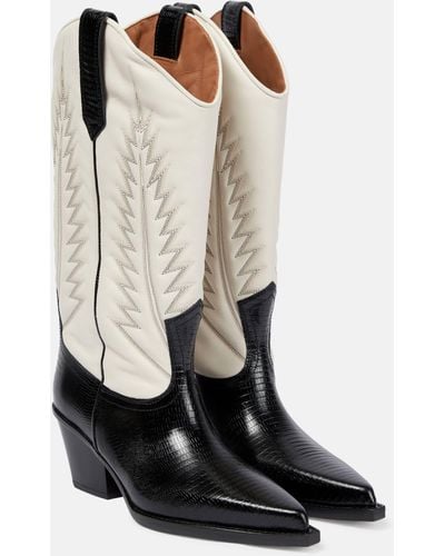 Paris Texas Leather Cowboy Boots - Black