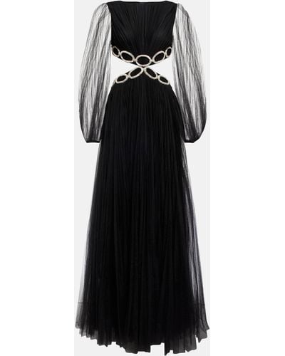 Valentino Embellished Cutout Tulle Gown - Black