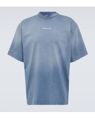 Balenciaga Logo-print Cotton T-shirt - Blue