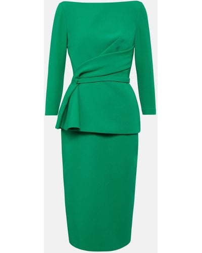 Safiyaa Draped Crepe Midi Dress - Green