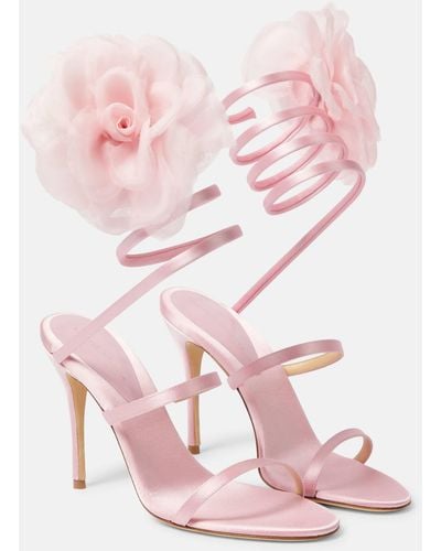 Magda Butrym Floral-applique Satin Sandals - Pink