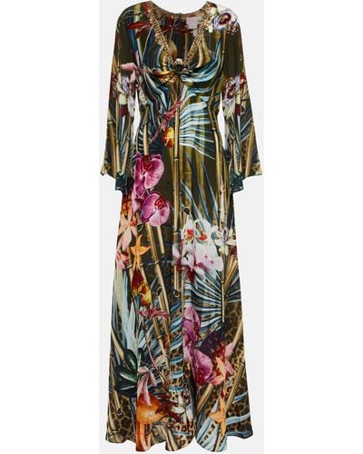 Camilla Floral Silk Cutout Maxi Dress - Multicolour