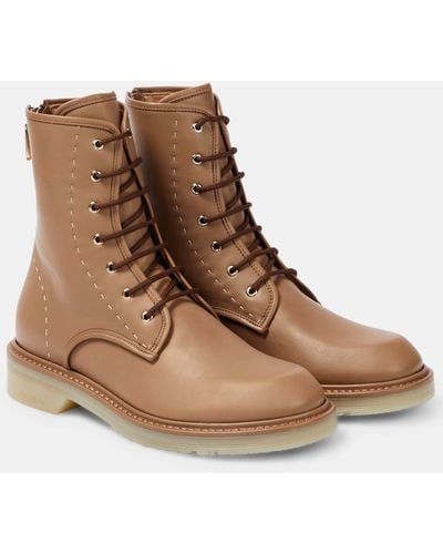 Max Mara Leather Combat Boots - Brown