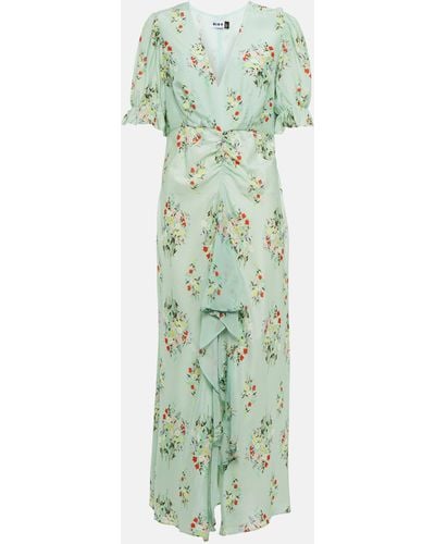 RIXO London Tea-lenght Floral Print Dress - Green