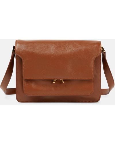 Marni Trunk Medium Leather Shoulder Bag - Brown