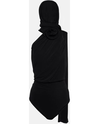 Magda Butrym Hooded One-shoulder Bodysuit - Black