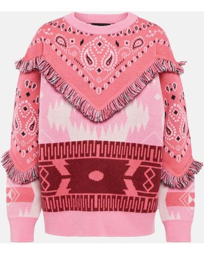Alanui Icon Bandana Fringed Sweater - Pink