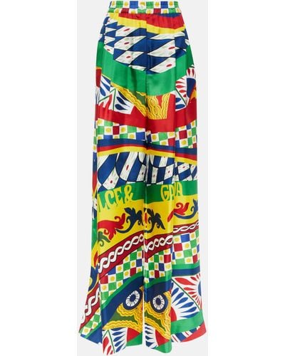 Dolce & Gabbana Carreto-print Wide-leg Pants - Multicolour